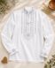 Men's embroidered shirt "Embroidered Paths" &ndash; milk-colored linen with beige and blue embroidery., 42