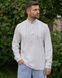 Men's embroidered shirt "Embroidered Paths" &ndash; milk-colored linen with beige and blue embroidery., 42