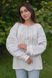 Women's embroidered shirt "Embroidered Paths" &mdash; milky-white linen with beige and blue embroidery., 40