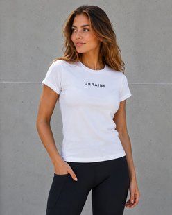 Women's t-shirt with embroidered Ukraine, white, S