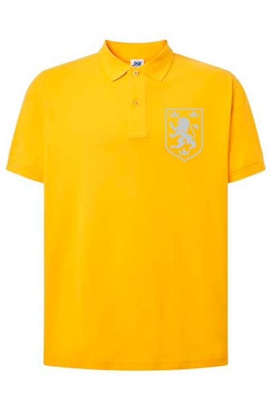 Чоловіча патріотична футболка поло: «Галицький Лев», сіра вишивка, жовте, 2XL