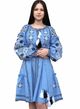Women's embroidered dress Vitalina - linen, blue