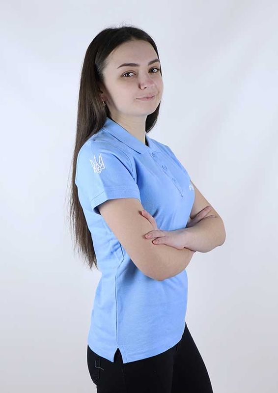Футболка поло жіноча Етно-Сіті Ukraine Блакитна (6030), S