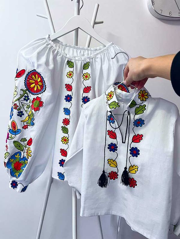 Embroidered shirt for a girl Sofiyka, white, 140/146 cm