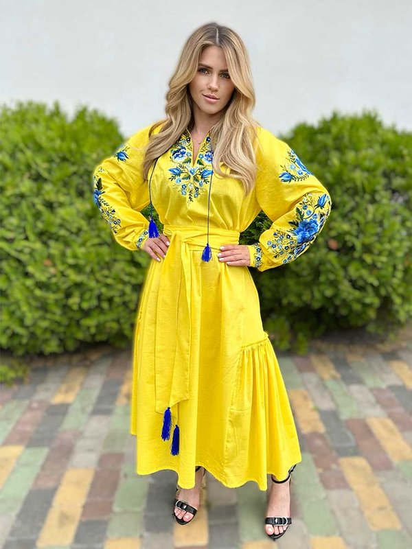 Жіноча сукня-вишиванка Польові квіти , жовта, 40