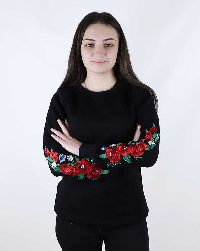 Damska kurtka (bluza) "Kwiaty", czarna, M