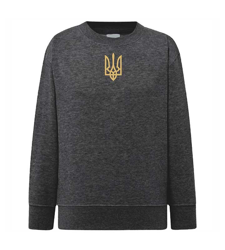Trident embroidered sweatshirt (sweater) for girls, graphite, 92/98cm
