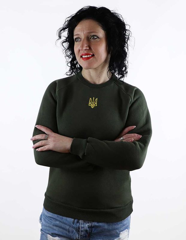 Women's jacket (sweatshirt) Trident embroidered, khaki, S