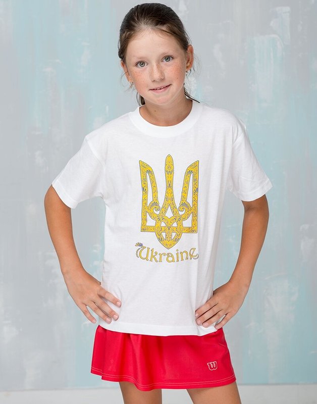 Футболка для девочки Тризуб Ukraine, белая, 9-11 лет