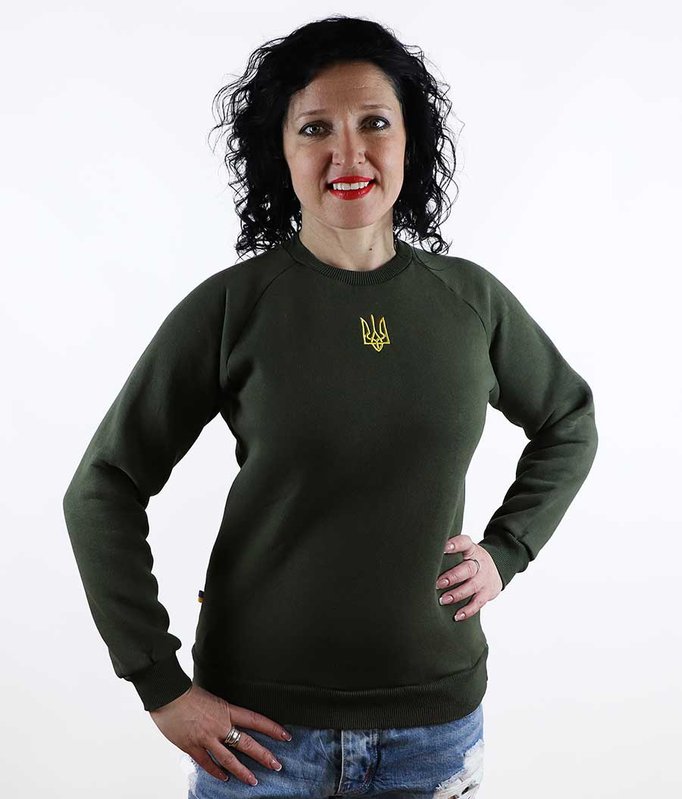 Women's jacket (sweatshirt) Trident embroidered, khaki, S