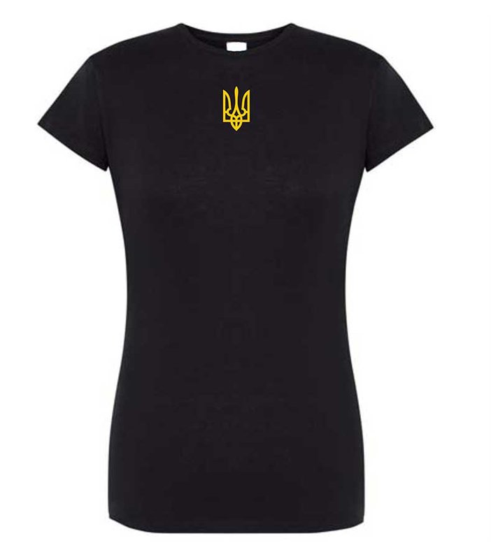 Жіноча футболка з вишитим Тризубом, чорна, S