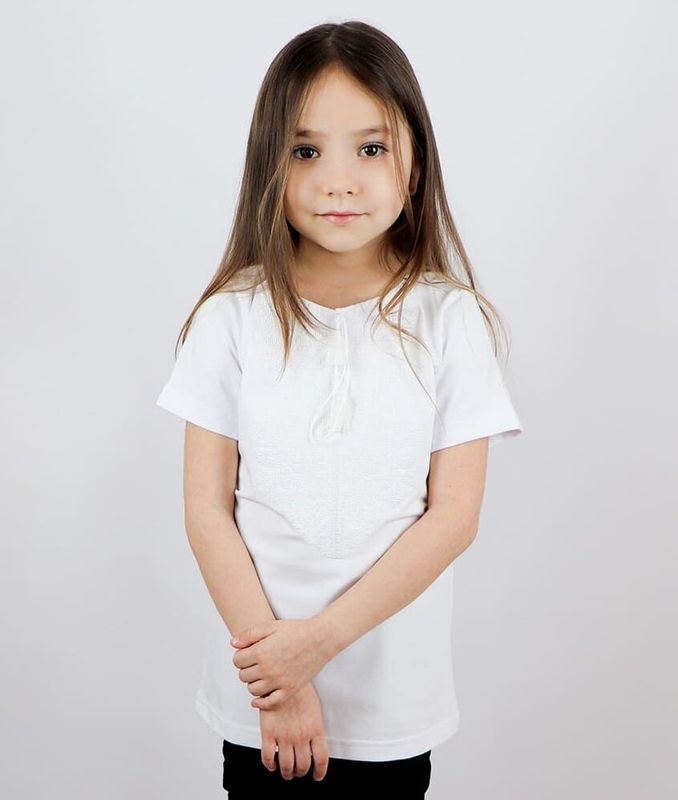 Embroidered T-shirt for girls Sokal embroidery, white embroidery - white, 80/86cm