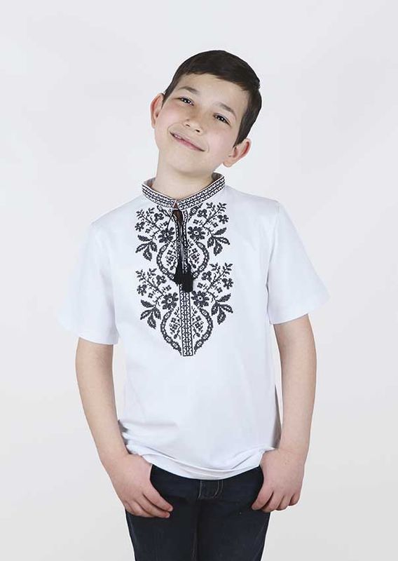 T-shirt haftowany dla chłopca Sokal, haft czarny, biały, 80/86cm