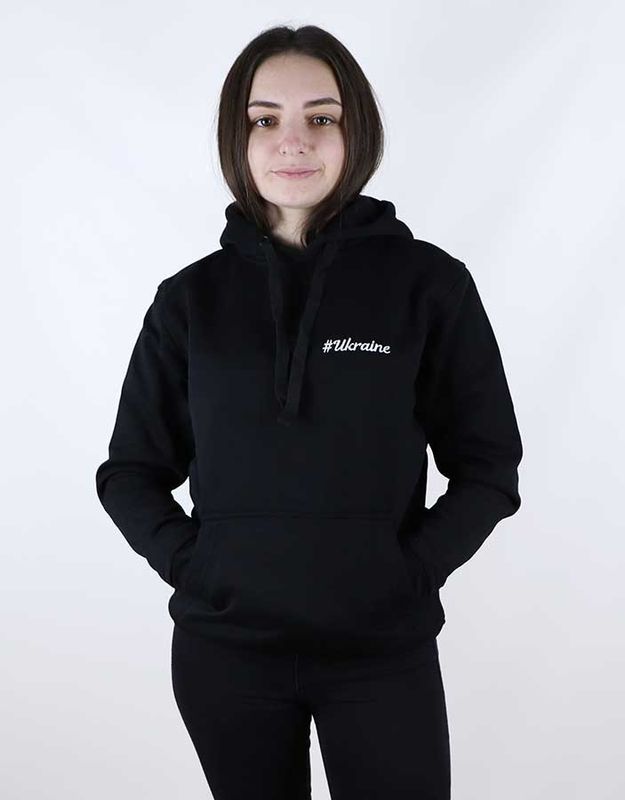 Black #Ukraine women's hoodie, S