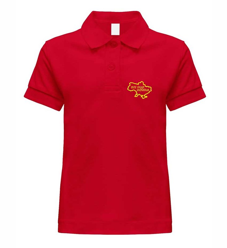 Polo with yellow embroidery EVERYTHING WILL BE UKRAINE for a boy, red, 3-4 years