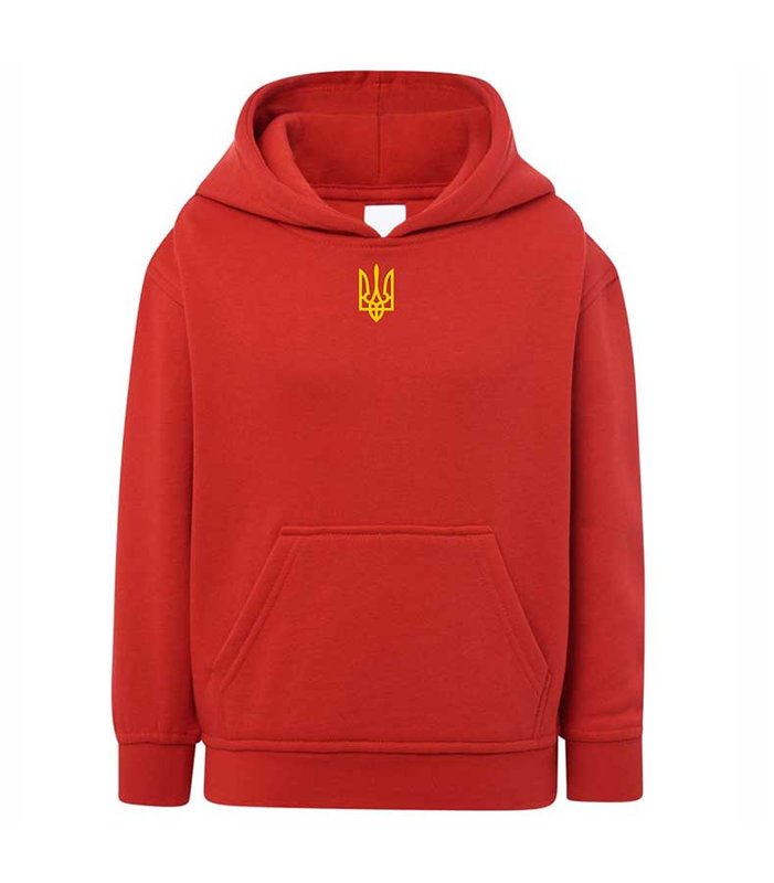 Trident embroidered hoodie for girls, red, 7-8 years old