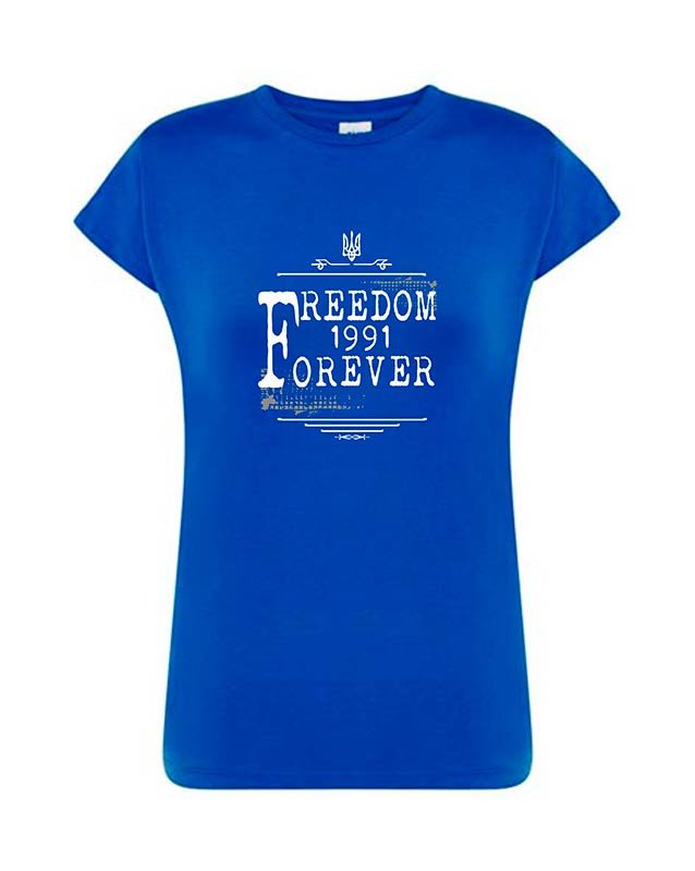 Женская патриотическая футболка Freedom, синяя, S