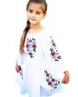 Sukienka dziecięca haftowana z motywami huculskimi - biała, 116/122 cm