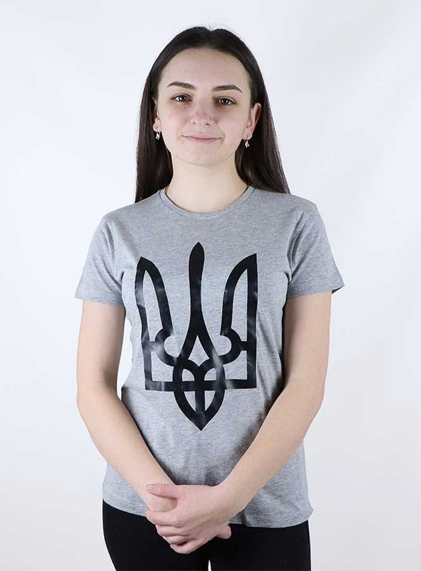 Women's t-shirt with "Trident" print, gray, S
