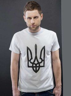 Чоловіча патріотична футболка: &laquo;ТРИЗУБ&raquo;, біла, S