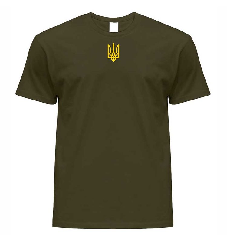 Men's Patriotic T-Shirt Embroidered Trident, Khaki, XS