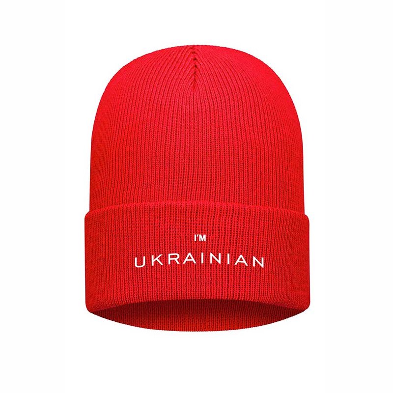 Шапка зимова I'M UKRAINIAN, червона, One Size