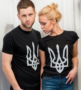 Парні футболки Тризуб, чорні, 1 доросла + 1 дитяча