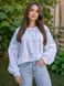 "Svitlolad" women's embroidered shirt made of homespun fabric with blue embroidery., 40