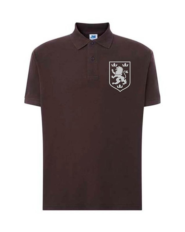 Чоловіча патріотична футболка поло: «Галицький Лев», сіра вишивка, коричневий, XS