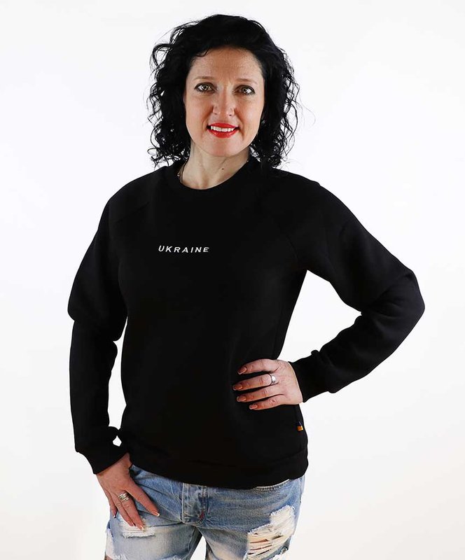 Women's sweatshirt (sweater) with Ukraine embroidery, black, S