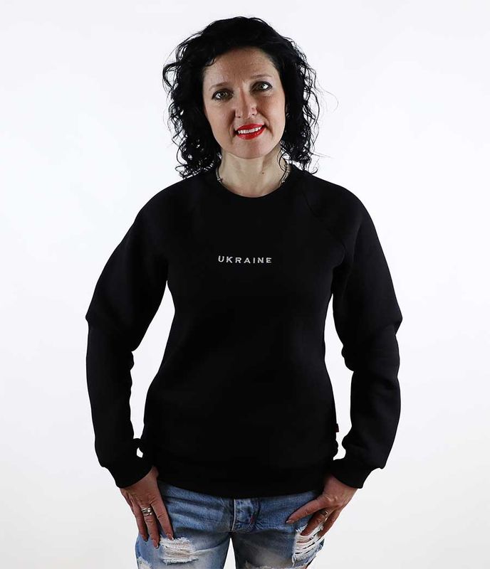 Світшот (кофта) жіноча з вишивкою Ukraine, чорний, S