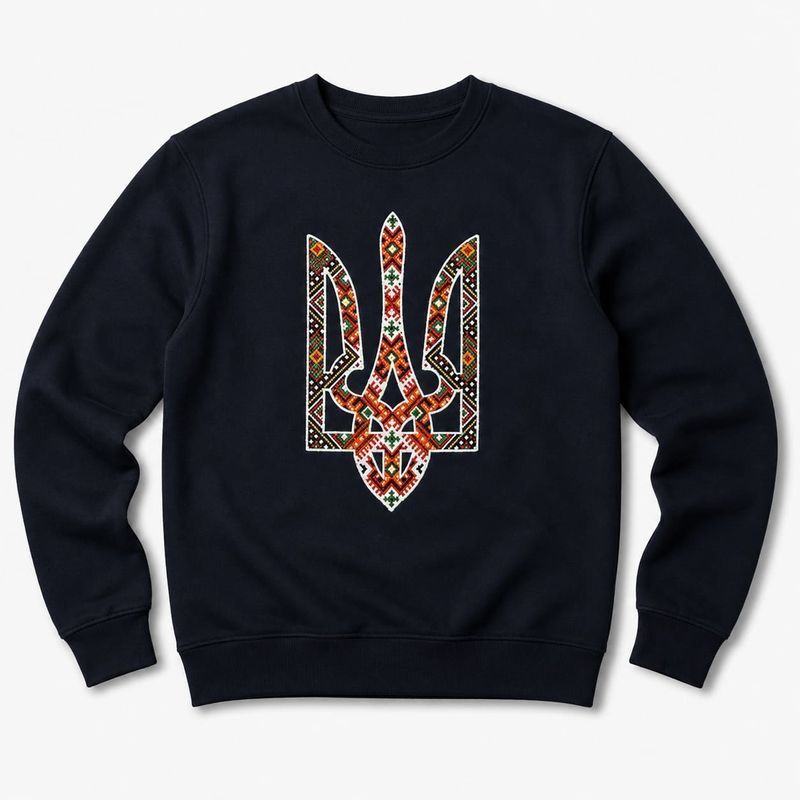 Кофта (світшот) чоловічий Тризуб вишиванка, темно-синій, S