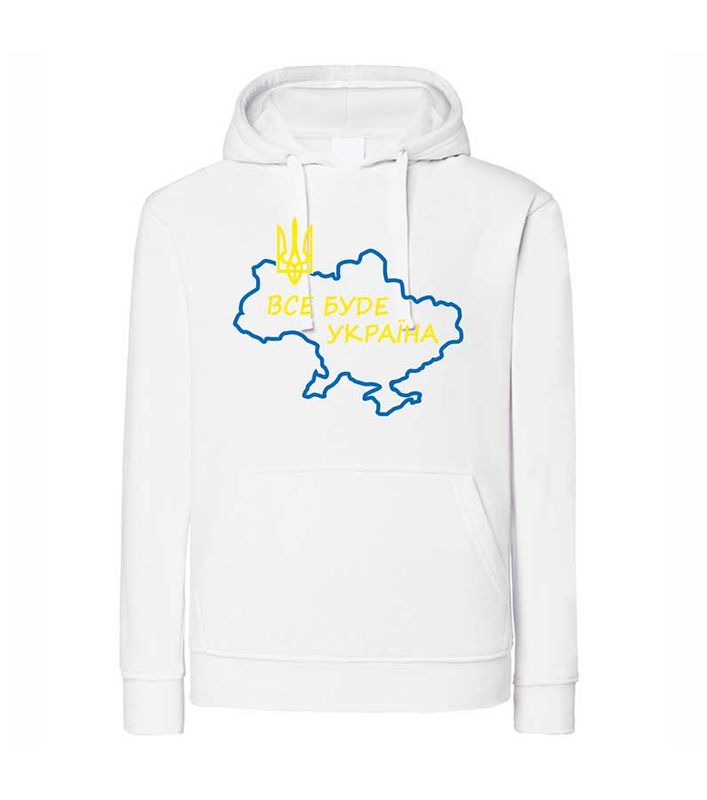 Women's hoodie All will be Ukraine, white, S