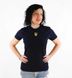 Жіноча футболка з вишитим Тризубом,  темно-синя, S