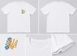 Biały bawełniany dziecięcy T-shirt typu unisex z niebiesko-ż&oacute;łtym haftem przedstawiającym tryzub (w stylu z Petrakiwki), 3-4