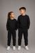Black unisex children's sweatshirt with black and red embroidery (Tryzub and ornamental pattern), 92/98cm