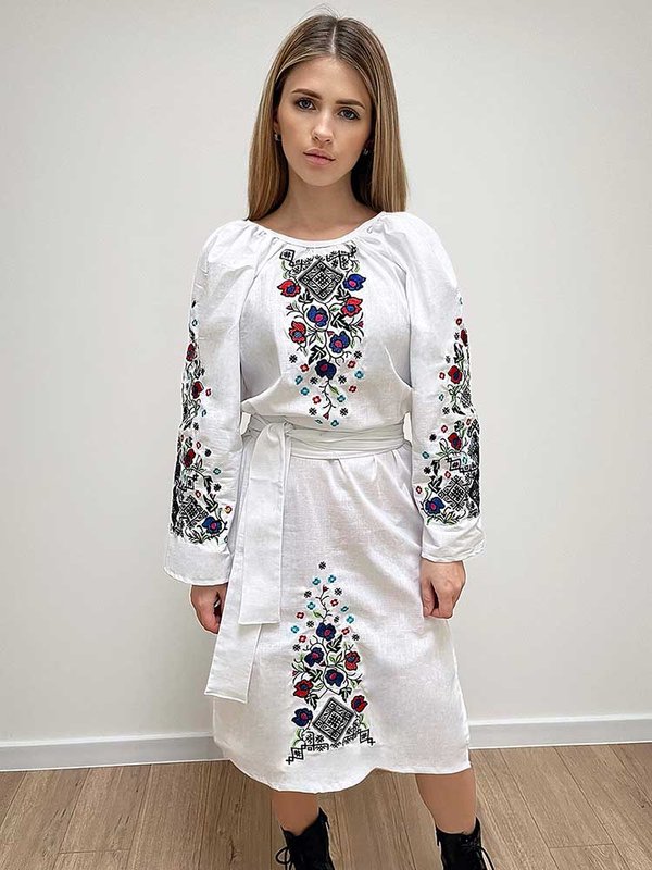 Жіноча сукня Гуцульські мотиви - біла, 40