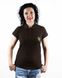 Жіноча патріотична футболка поло: «ТРИЗУБ», вишивка, коричнева, S