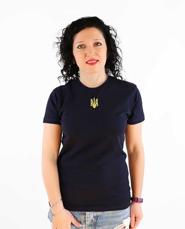 Women's t-shirt with embroidered Trident, dark blue, M