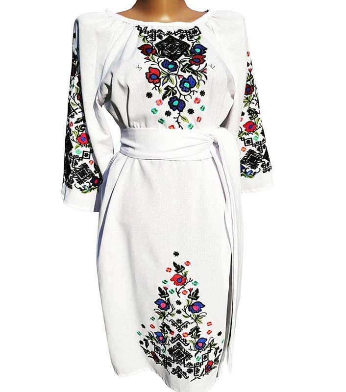 Женское платье Гуцульские мотивы - белая, 40