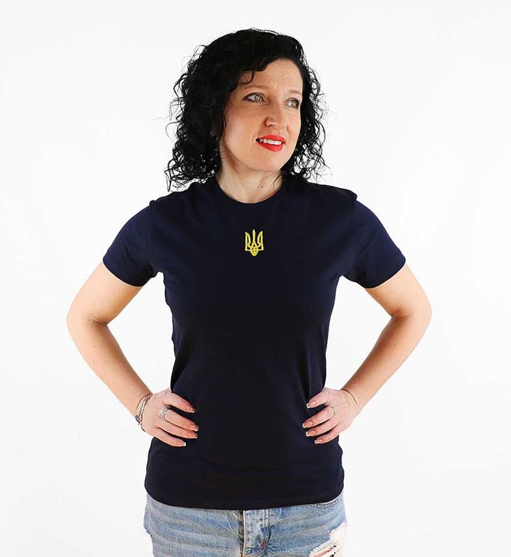Women's t-shirt with embroidered Trident, dark blue, M