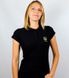 Жіноча патріотична футболка поло: «ТРИЗУБ», вишивка, чорна, S