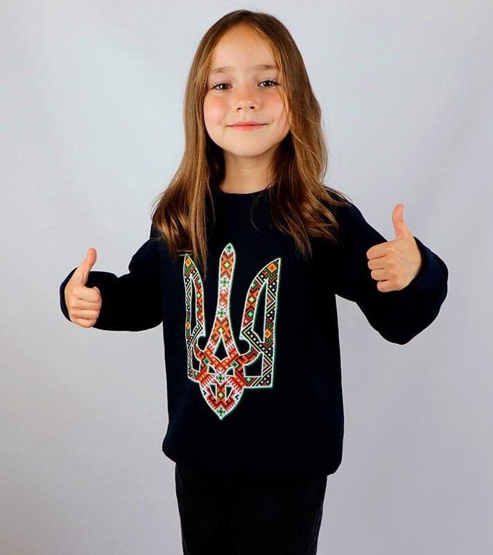 Bluza (sweter) dziewczęca z haftowanym Tridentem, kolor granatowy, 92/98cm