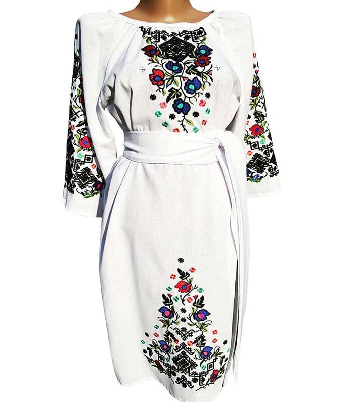 Women's dress Hutsul motifs - white, 46