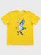 Yellow women's T-shirt with a patriotic bird print (natural fabric), S