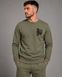 Męska bluza w kolorze khaki z czarnym haftem (tryzub i ornament), XS