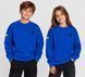 Blue unisex children's sweatshirt with a Tryzub embroidery and a flag., 92/98cm