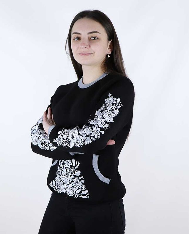 Women's jacket (sweatshirt) "Royandy", black with gray embroidery, S