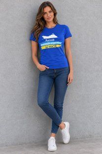 Women's patriotic t-shirt Ship, blue, S