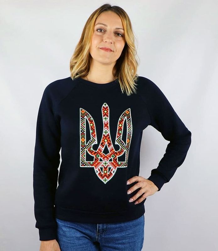 Sweatshirt (sweatshirt) women's TRIZUB embroidered, dark blue, S